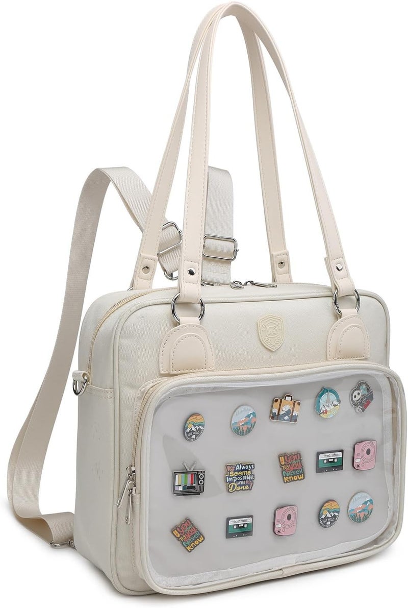 CHERRY SAUCE Oxford Ita Bag Crossbody Shoulder Bag Satchel Messenger Backpack Multi-Purpose Pins Display - Image 5
